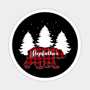 Stepfather Bear Buffalo Red Plaid Matching Family Christmas Magnet